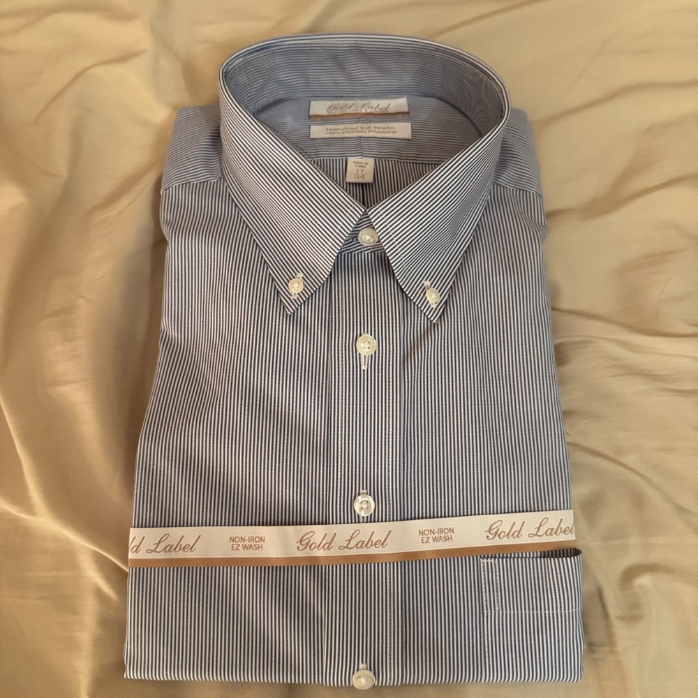 Dillards Gold Label Blue Striped Dress Shirt